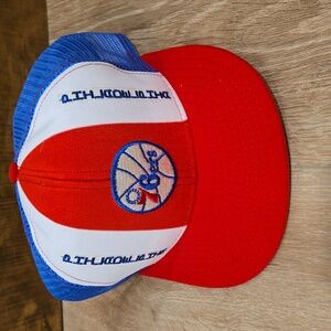 Vtg 80s NWOT AJD Lucky Stripes Philadelphia 76ers mesh snapback Trucker hat